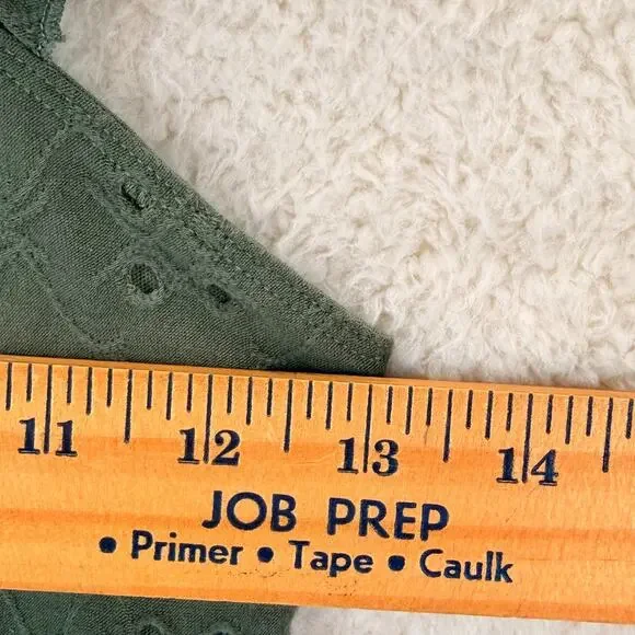 Hollister Eyelet Mini Dress Green XS Square Neck Ruffled Shoulder Straps Summer - Picture 8 of 10